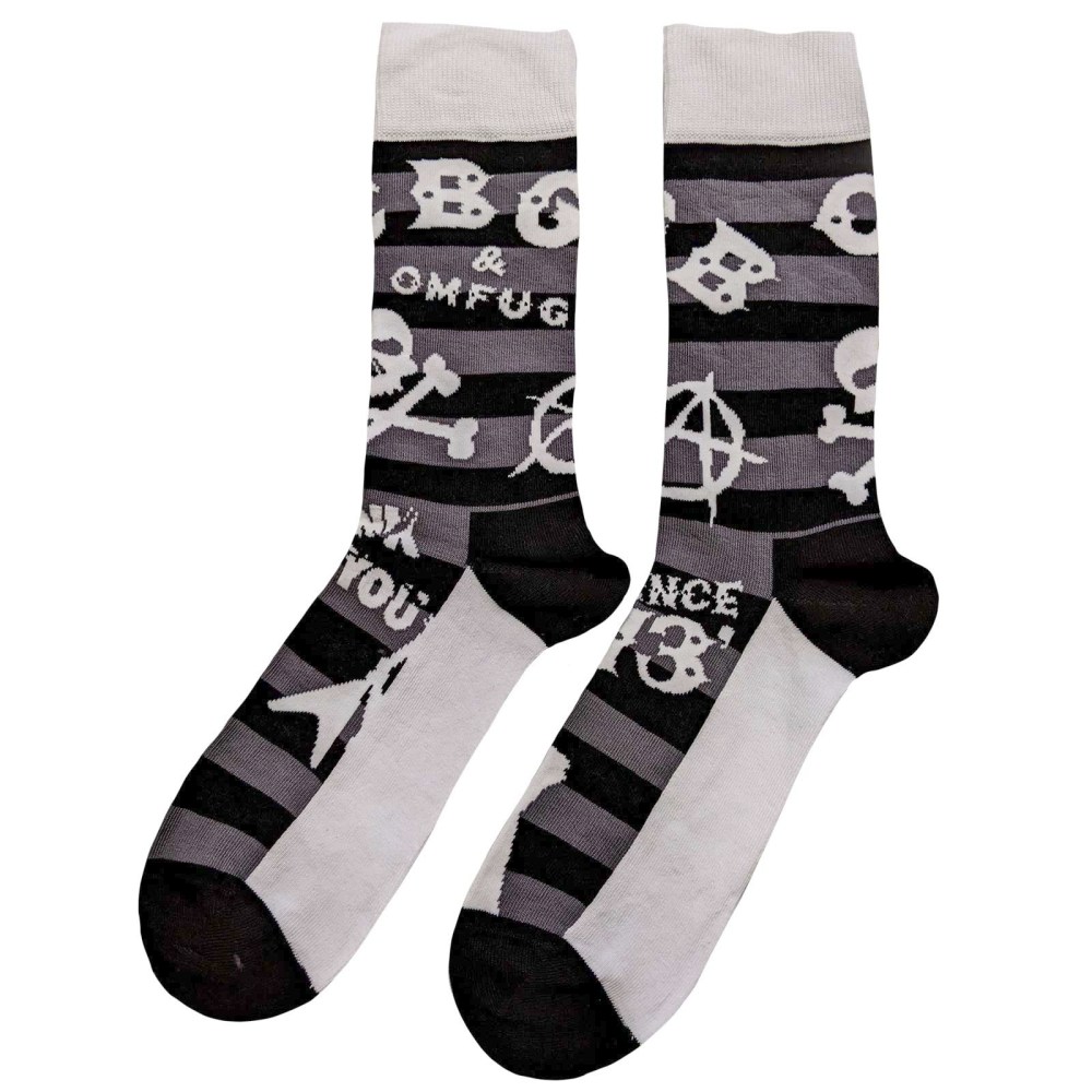 CBGB - Logos Striped Sokken - EU 40-45 - Grijs/Zwart